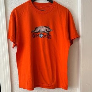 Orange Graphic T-Shirt with Pig Design